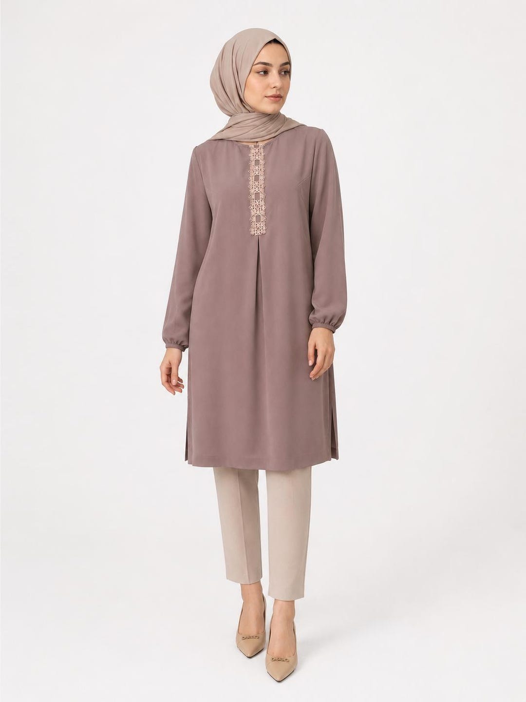 Modesty Tunic Modest Embroidered Tunic for Women, Long Sleeve Muslim Tunic Top, Knee ...