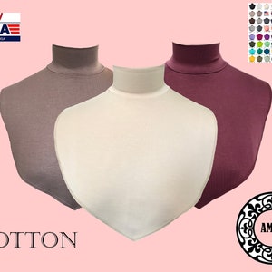 AMAL Muslim Turtle Neck False. Fake Collar. COTTON. Extensions Neck Cover Under Top USA Model B2