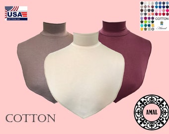 AMAL Muslim Turtle Neck False. Fake Collar. COTTON. Extensions Neck Cover Under Top USA Model B2