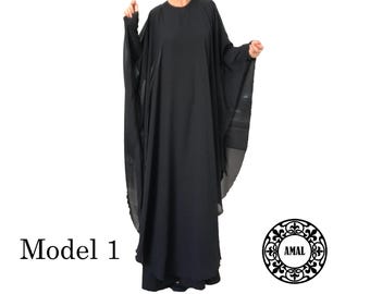 AMAL MUSLIM. Women&#39;s Abaya With Chiffon Cape. 2 pieces. xs-5xl. USA. Model 20.1