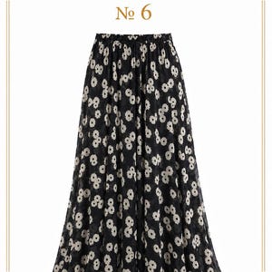 AMAL, Chiffon Maxi Skirt with Full Lining, Semi Circle Flared Long Skirt, Elastic Waist Modest Skirt, Floral Print Skirt for Women M- 113. PRINT #6