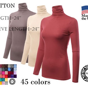 AMAL Muslim. Women&#39;s Basic Turtleneck. Long Sleeve. Cotton. USA. Model B11.