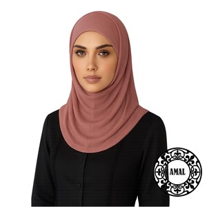AMAL Muslim, katoenen hijab met aparte onderkap, tweedelig, comfortabele, bescheiden sjaal VS afbeelding 4