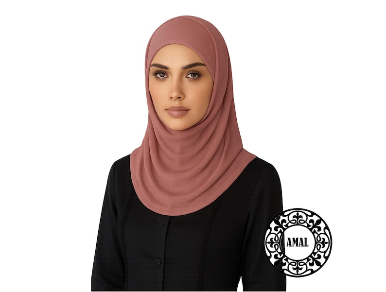 AMAL Muslim, katoenen hijab met aparte onderkap, tweedelig, comfortabele, bescheiden sjaal VS afbeelding 4