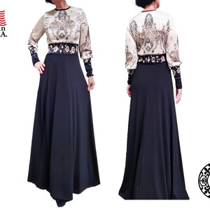 AMAL MUSLIMS. Long Women's Dress. Print. xs-4xl. cotton. islamic hijab. USA. Model 28.