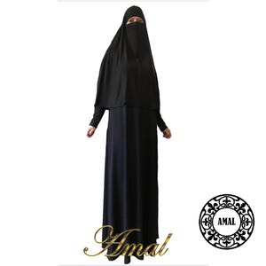 AMAL MUSLIM. Niqab and Dress. Women Burka. Overhead Jilbab. Hijab. Abaya Khimar. USA. Model 48.