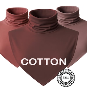 AMAL Muslim, Cotton Dickie Fake Collar, High Turtleneck Detachable Mock Neck Insert, USA