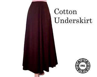AMAL Muslim. Knitted Cotton Flared Underskirt. Petticoat A-line. Long 38in (95cm) USA
