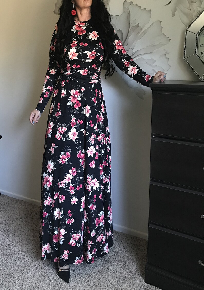 AMAL Muslim Women Dress Knitwear Maxi Islamic Dress Long Sleeves Hijab Abaya