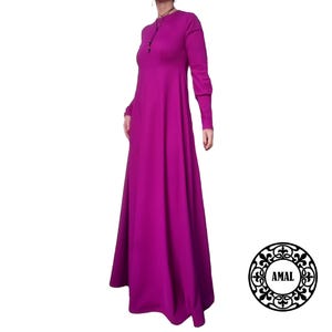 AMAL Muslim. Basic Solid Color Dress. xs-5xl. USA. Model 119.