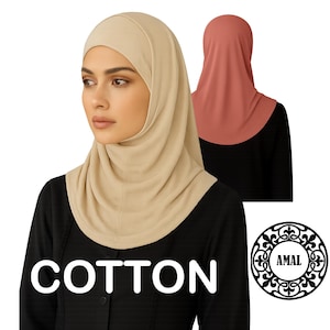 AMAL Muslim, COTTON Hijab with Separate Undercap, Two-Piece, Comfortable Modest Scarf USA