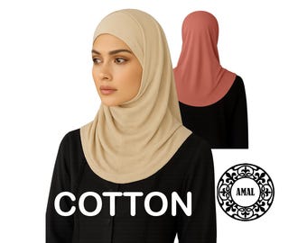 AMAL Muslim, COTTON Hijab with Separate Undercap, Two-Piece, Comfortable Modest Scarf USA