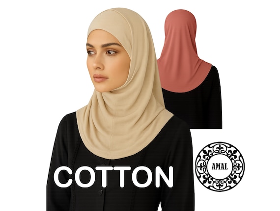 AMAL Muslim, COTTON Hijab with Separate Undercap, Two-Piece, Comfortable Modest Scarf USA