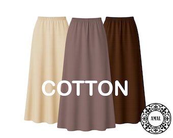 AMAL Muslim. Cotton Knit Maxi Underskirt. Long Elastic Waist Slip Skirt. Long 36". USA