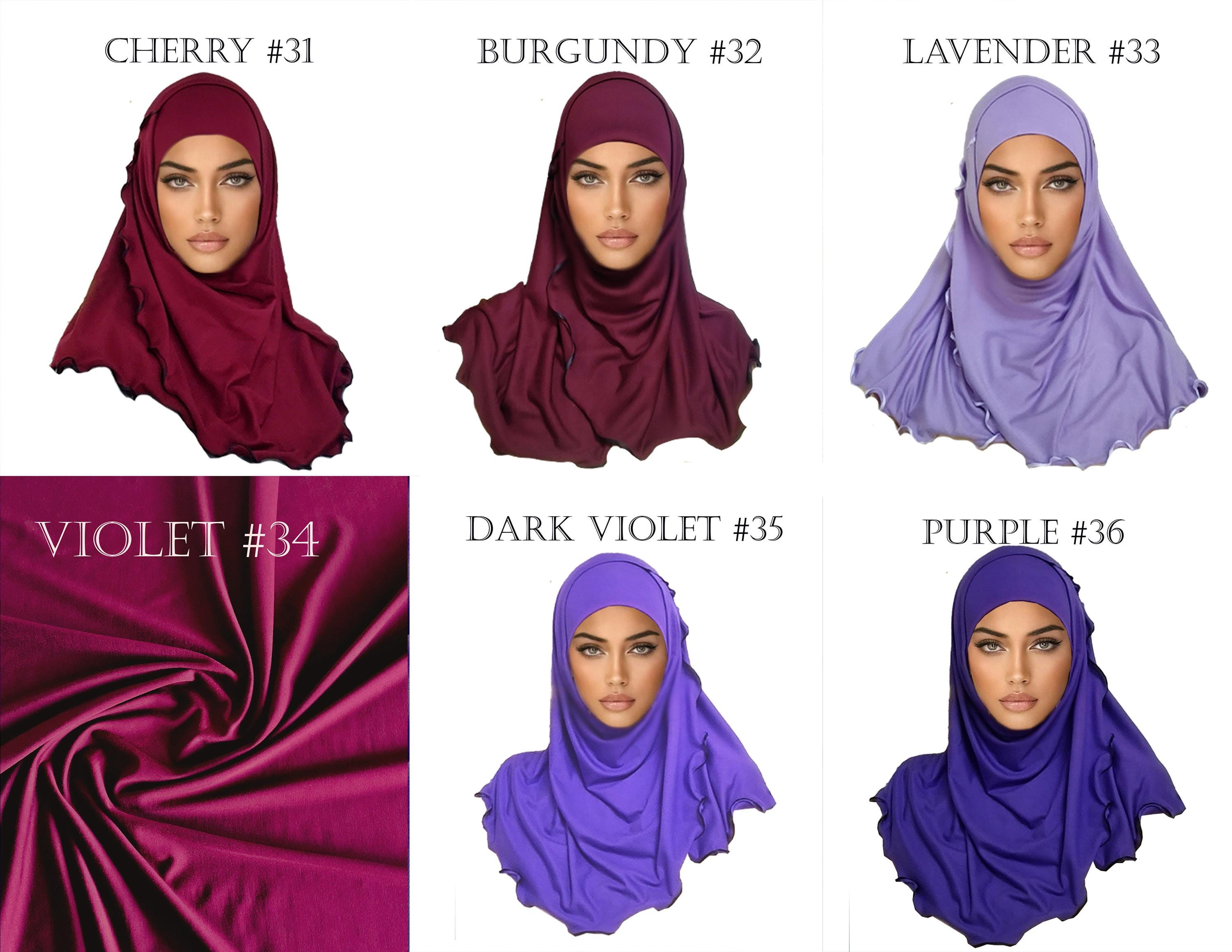 Robe De Priere Femme Musulmane WOWOWO Femmes Hijab 2 Pièces Couleur Unie Amira Jersey Musulman Hijab Coton Doux Foulard Extensible Hijab Femme Musulmane