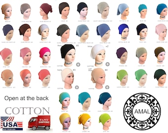 AMAL Muslim Cap For Women Under Scarf, Cotton Islamic Hijab, Fast Shipping, USA, Model C1.