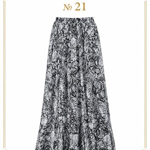 AMAL, Chiffon Maxi Skirt with Full Lining, Semi Circle Flared Long Skirt, Elastic Waist Modest Skirt, Floral Print Skirt for Women M- 113. PRINT #21