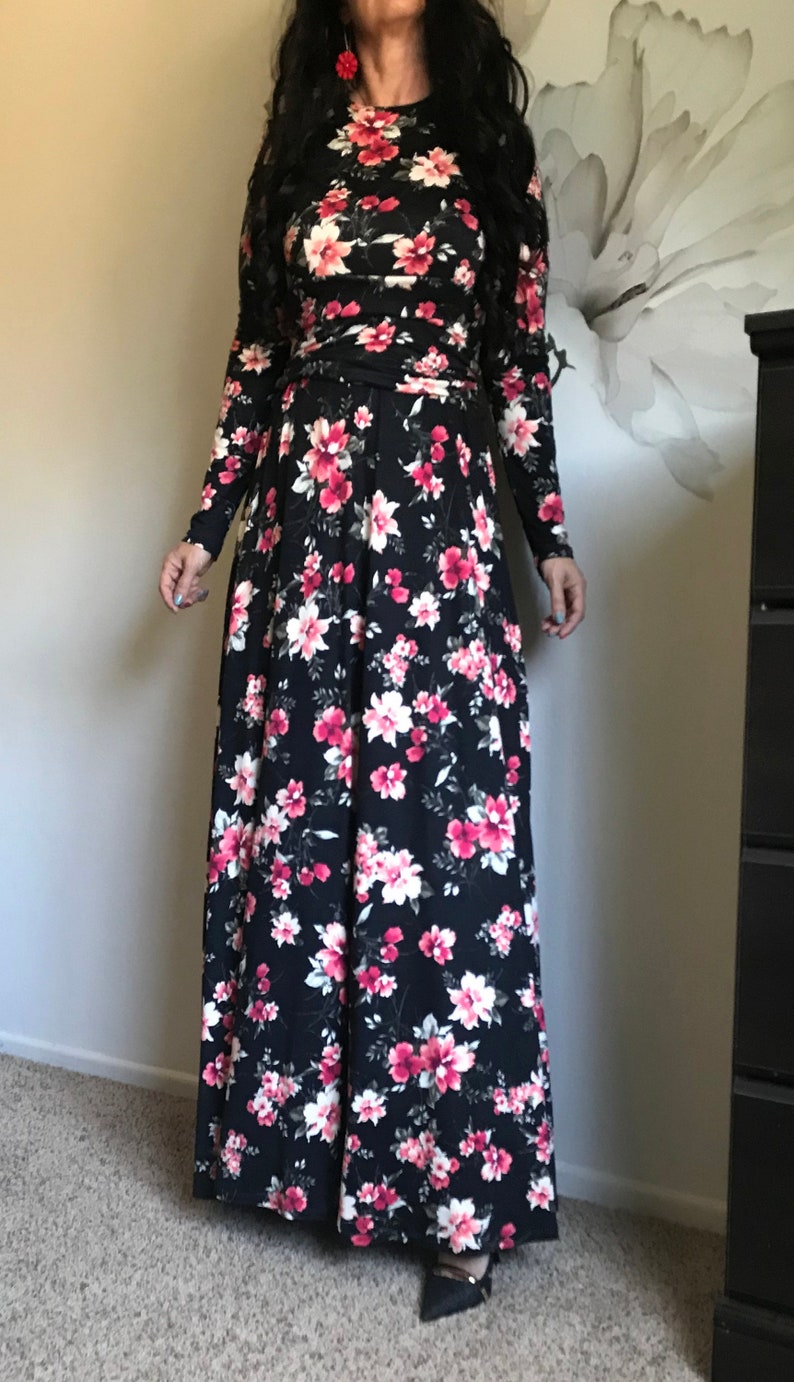AMAL Muslim Women Dress Knitwear Maxi Islamic Dress Long Sleeves Hijab Abaya