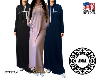 AMAL MUSLIM. Long Sport Women's Dress. xs-4xl. Cotton. Islamic Hijab. USA. Model 8.