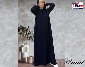 AMAL MUSLIM. Long Sport Dress. xs-4xl. Cotton. USA. Model 24.