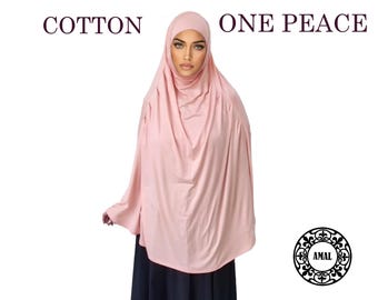 AMAL Muslim, Cotton Hijab, One Piece. Al-amira Maxi, Islamic Scarf For Women, USA