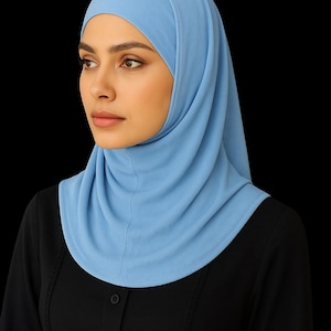 AMAL Muslim, katoenen hijab met aparte onderkap, tweedelig, comfortabele, bescheiden sjaal VS afbeelding 5