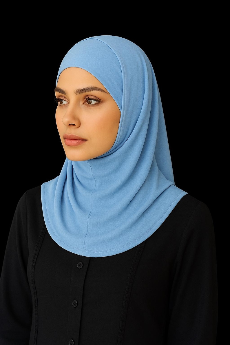 AMAL Muslim, katoenen hijab met aparte onderkap, tweedelig, comfortabele, bescheiden sjaal VS afbeelding 5