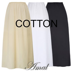 AMAL Women Knitted Petticoat Underskirt Long 37in 94cm COTTON. Model U4. image 1