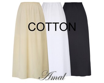 AMAL Women Knitted Petticoat Underskirt Long 37in (94cm) COTTON. Model U4.