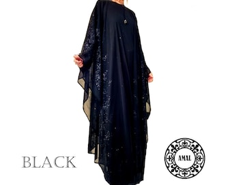 AMAL MUSLIM. Women's Abaya With Chiffon Cape. 2 pieces. Islamic Hijab. USA. Model 20.5