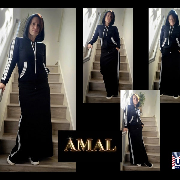 AMAL MUSLIM. Track Suit For Women. xs-4xl. Cotton. Set sweatsuit. 2 Piece. USA. Model 46.