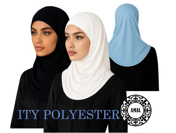 AMAL Muslim, Hijab, Mini Amira, ITY Polyester Islamic Scarf For Women, USA