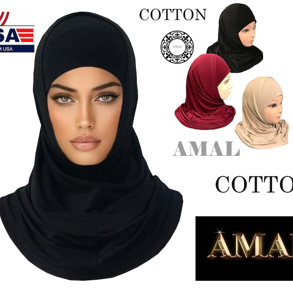 AMAL Muslim Hijab #7 MINI Amira Islamic Scarf For Women Cotton USA Collors