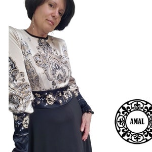 AMAL MUSLIM. Long Women&#39;s Dress. Print. xs-4xl. Cotton. Islamic Hijab. USA. Model 28.