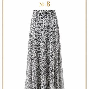 AMAL, Chiffon Maxi Skirt with Full Lining, Semi Circle Flared Long Skirt, Elastic Waist Modest Skirt, Floral Print Skirt for Women M- 113. PRINT #8