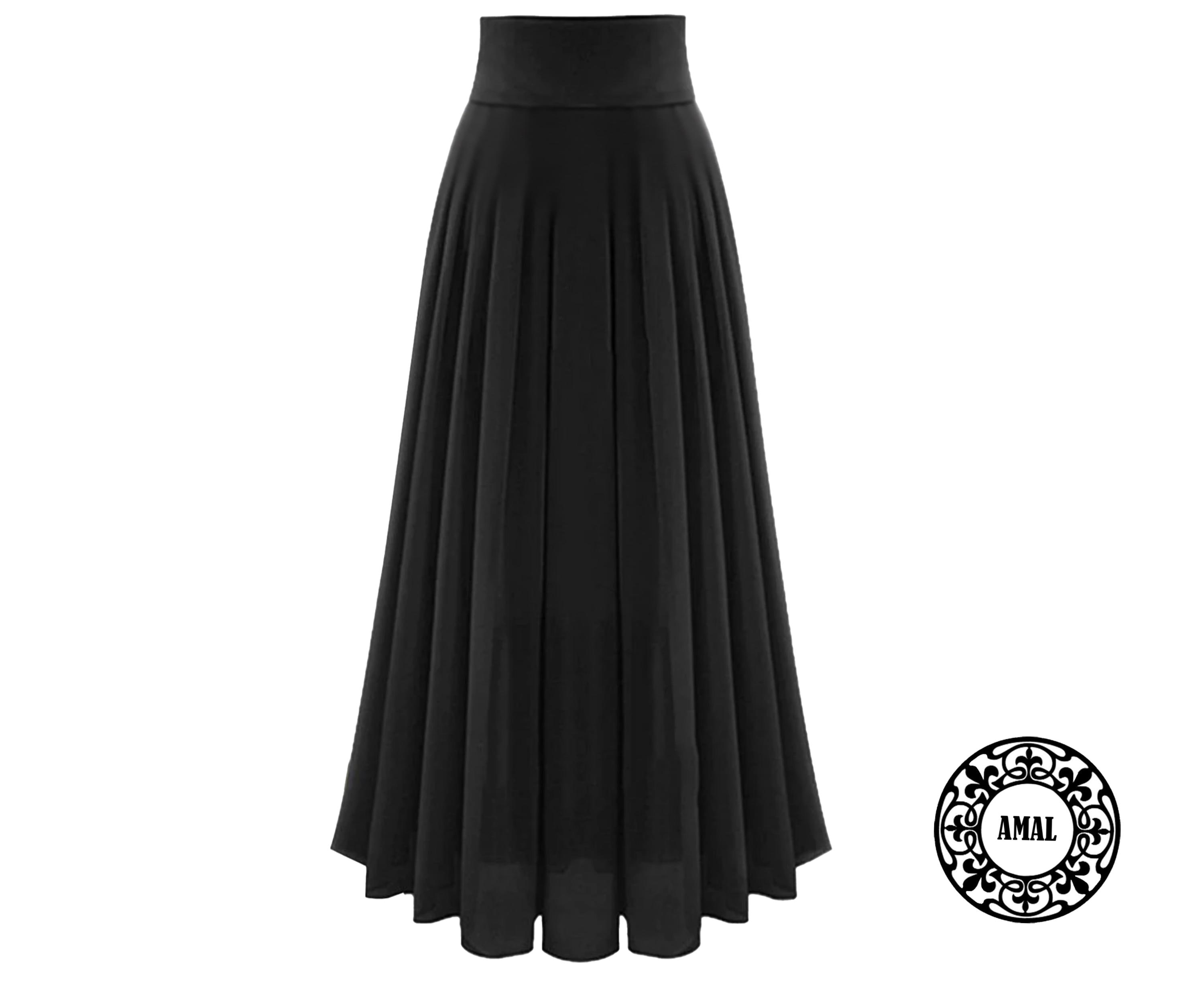 AMAL MUSLIM. Langer Basic-Maxi-Chiffonrock für Damen mit breitem Gürtel. 110 cm. USA. Modell 111.