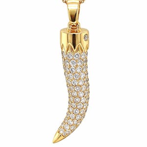 18k Gold Diamant Horn Halskette - Cornicello Anhänger Charm, glücklicher italienischer Good Luck Horn Schmuck, Diamant Horn Halskette Geschenk
