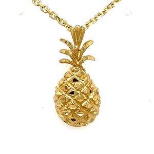 14k Gold Pineapple Charm Pendant Necklace: Tropical Jewelry