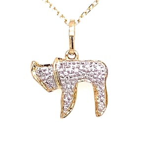 14k Gold Diamond Chai Pendant Necklace / Dainty Pavé Diamond Chai Charm / Jewish Faith Necklace Gift for Her