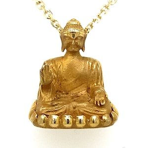 Solid 14k Gold Sitting Buddha / Gold Buddha Charm / Gold Buddha Necklace / Gold Buddha Pendant / Solid Handmade 14k Gold Buddha Pendant