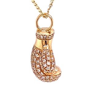 14k Gold Diamond Boxing Glove Pendant Necklace / Mini Diamond Boxing Glove Charm / Solid Gold Boxing Jewelry Gift for Her or Him