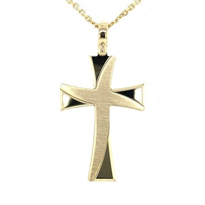 Collar con colgante de cruz de oro macizo de 14 k / Cruz de oro para hombre / Colgante de cruz de oro hecho en italiano de alta calidad / Regalo de cruz perfecto / Hecho en Italia