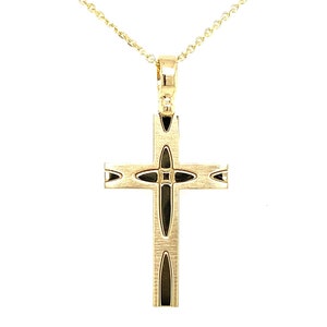 Solid 14k Gold Cross Pendant Necklace / Men&#39;s Gold Cross / High Quality Italian Made Gold Cross Pendant / Perfect Cross Gift / Made In Italy