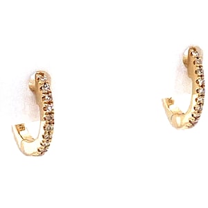 14k Gold Mini Diamond Hoop Earrings / Tiny Diamond Huggies / Small 10mm Solid Gold Hoop Earrings in Yellow, White, or Rose
