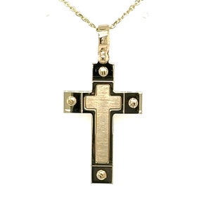 Collar con colgante de cruz de oro macizo de 14 k / Cruz de oro para hombre / Colgante de cruz de oro hecho en italiano de alta calidad / Regalo de cruz perfecto / Hecho en Italia