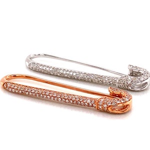 Dije de imperdible de diamante de 14 k / Dije de imperdible de diamante de oro de 14 k / Dije de imperdible grande de 14 k / Colgante de imperdible de diamante
