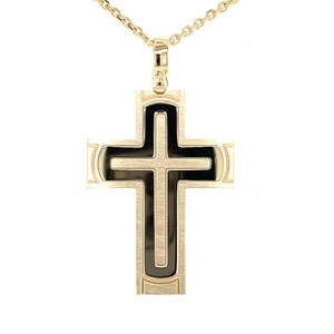 Collar con colgante de cruz de oro macizo de 14 k / Cruz de oro para hombre / Colgante de cruz de oro hecho en italiano de alta calidad / Regalo de cruz perfecto / Hecho en Italia