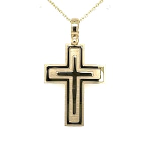 Collar con colgante de cruz de oro macizo de 14 k / Cruz de oro para hombre / Colgante de cruz de oro hecho en italiano de alta calidad / Regalo de cruz perfecto / Hecho en Italia