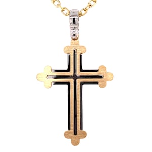 Colgante de cruz religiosa italiana de oro macizo de 14 k