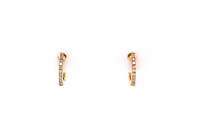 Mini Diamond Hoop Earrings / Small Diamond Huggies / 18k Tiny Solid ...